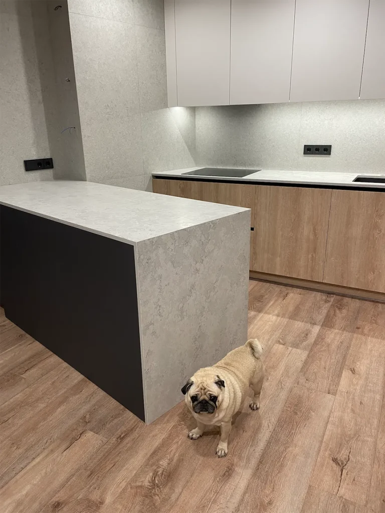Столешница на кухню и столешница с опорой на остров из кварца Vicostone BQ8864 Naxos — фото 1 — MAS — Modern Acrylic Stone