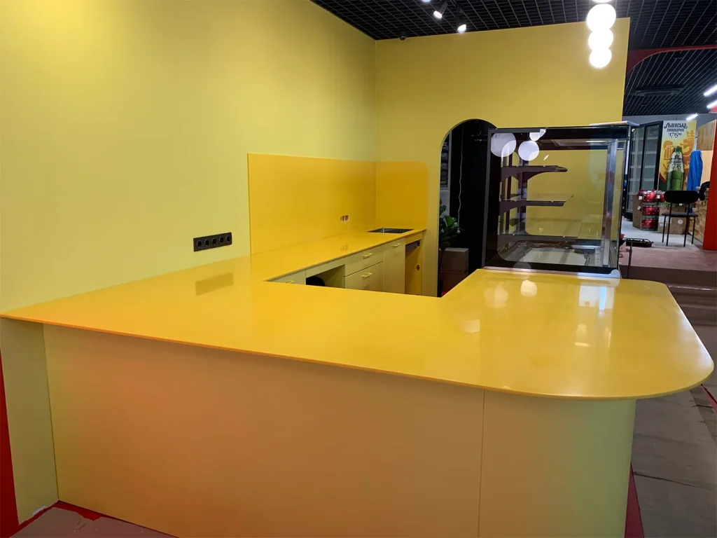 Столешница для барной стойки и фартук из акрилового камня Grandex P-198 Mango — фото 2 — MAS — Modern Acrylic Stone