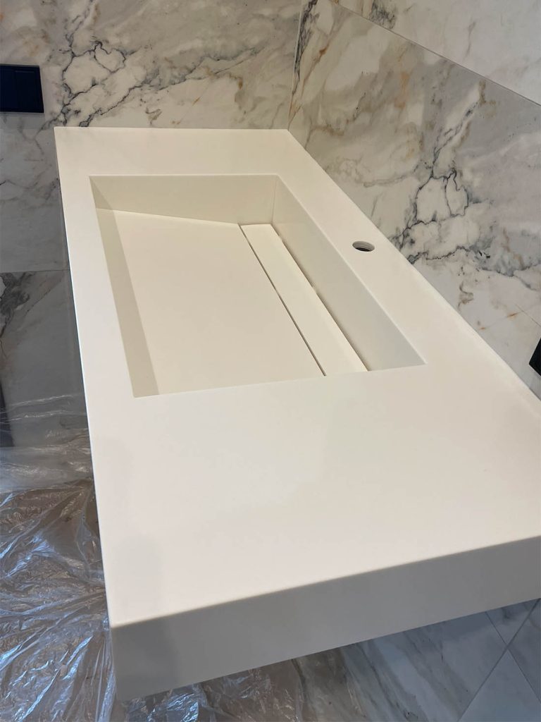 Навісний умивальник з акрилового каменю Grandex S-220 Crystal Snowflake — фото 1 — MAS — Modern Acrylic Stone