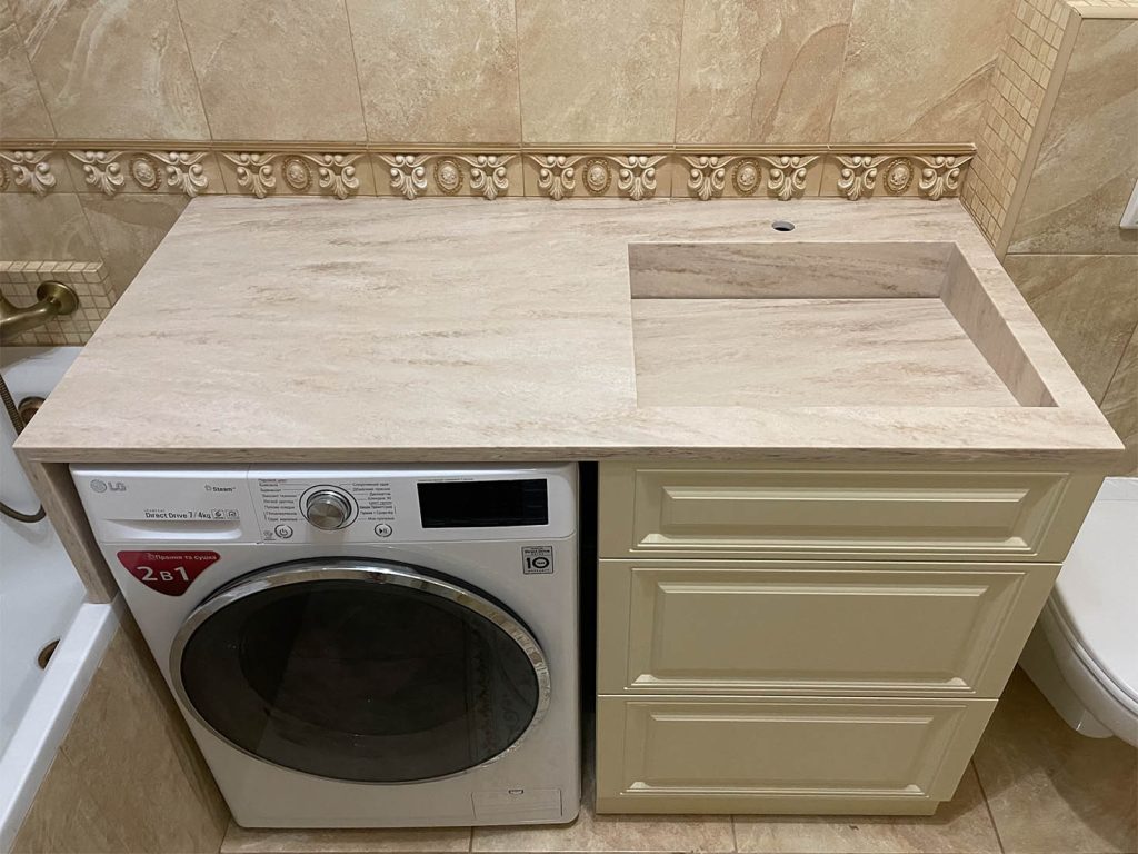 Стільниця та раковина зі щілинним зливом з акрилу Grandex M-723 Timber Wolf A — фото 3 — MAS — Modern Acrylic Stone